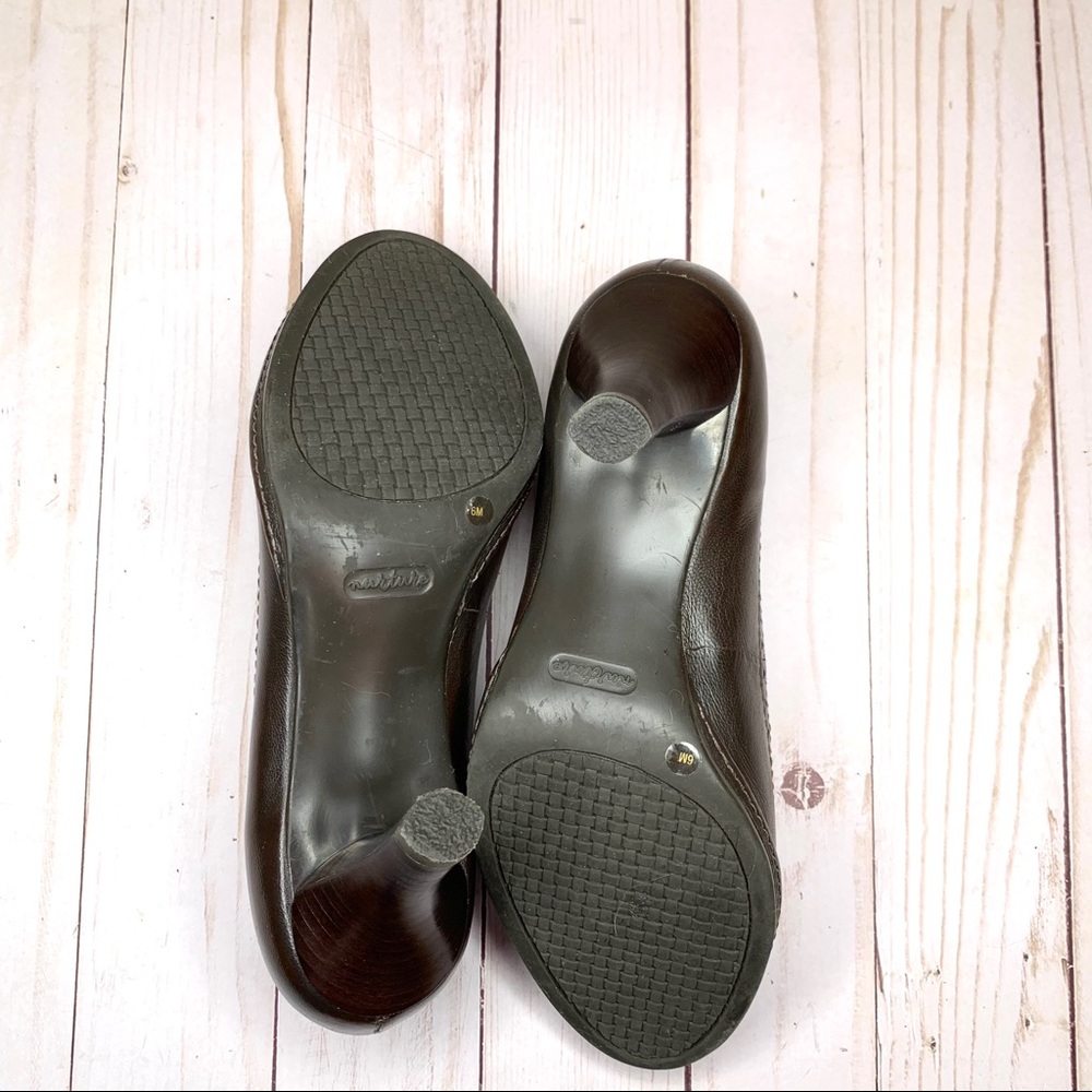 Nurture Brown Peep Toe Leather Heels ‘Sally’ Pump Stitched Detail Open Toe Sz 6 - Picture 8 of 8